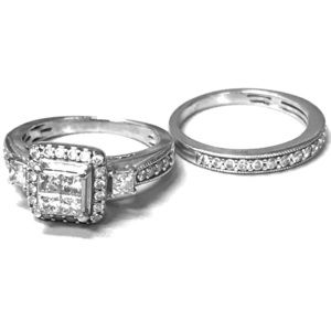 14K White Gold Bridal Set